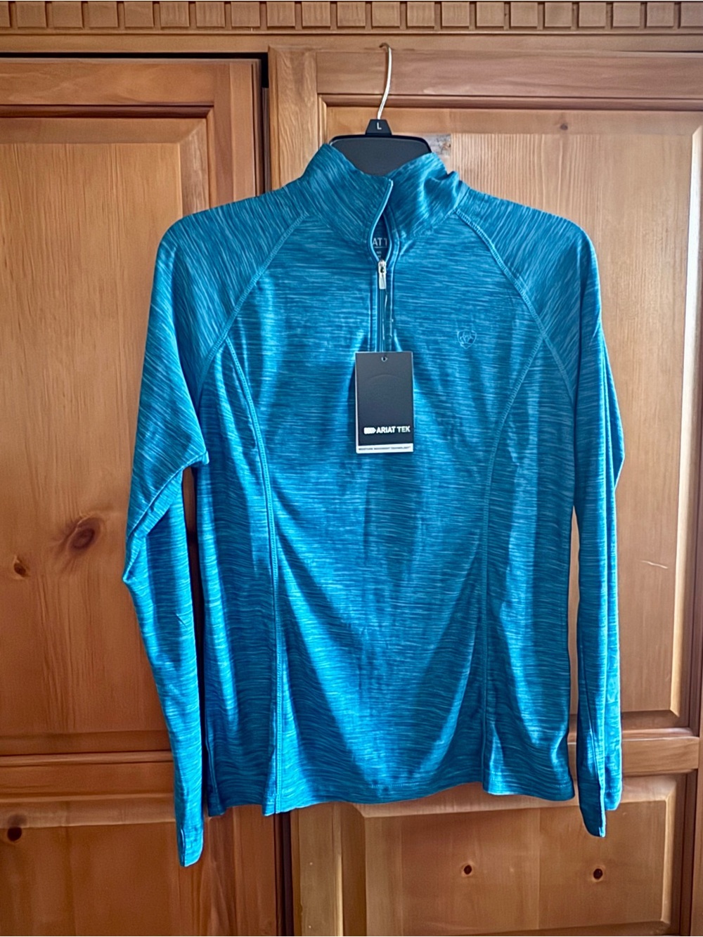 Ariat Blue Heathered Quarter-Zip Performance Top